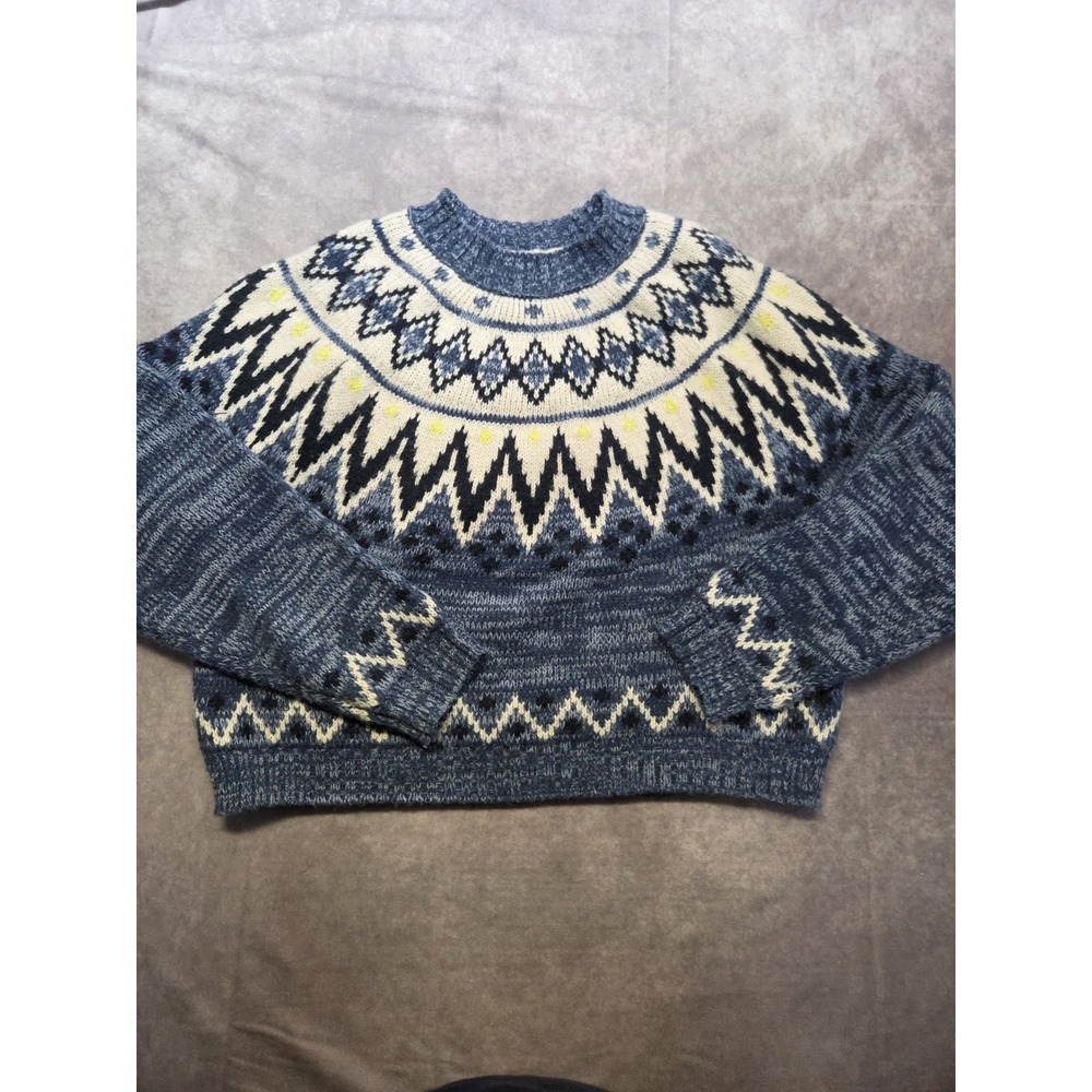 American Eagle Fair Isle Snow Stopper Knit Sweater Women L Lodge Nordic Vacation